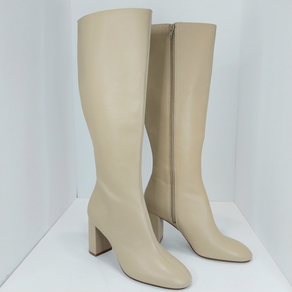 Mango Leather Retro Knee Boots, NWT, Size EUR 38|US 7.5